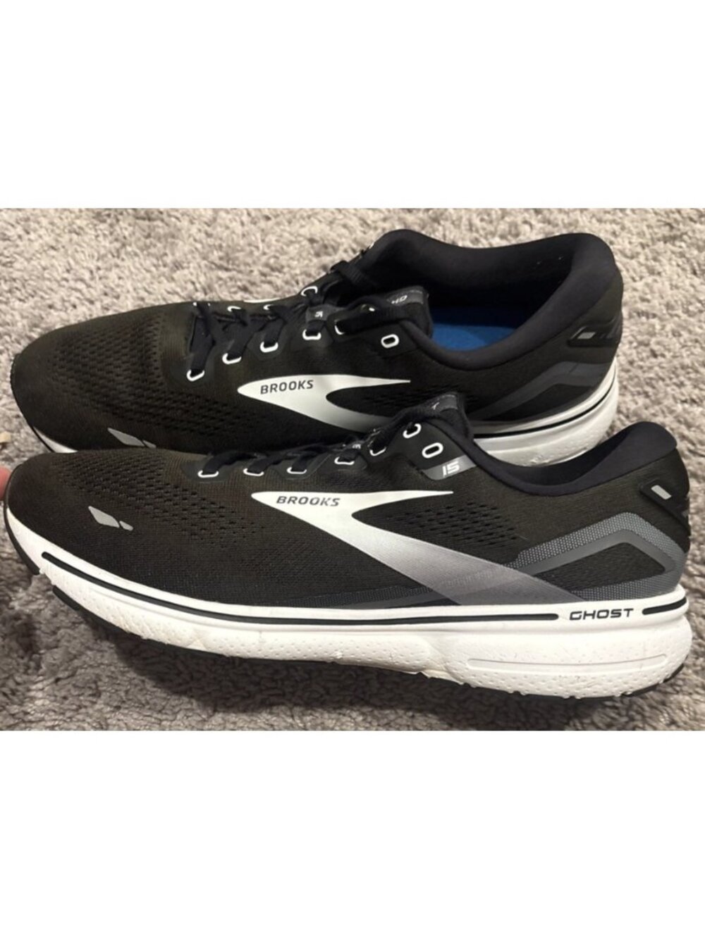 Brooks Ghost 15 Men's Running Shoes Black White Neutral Cushion Size 13